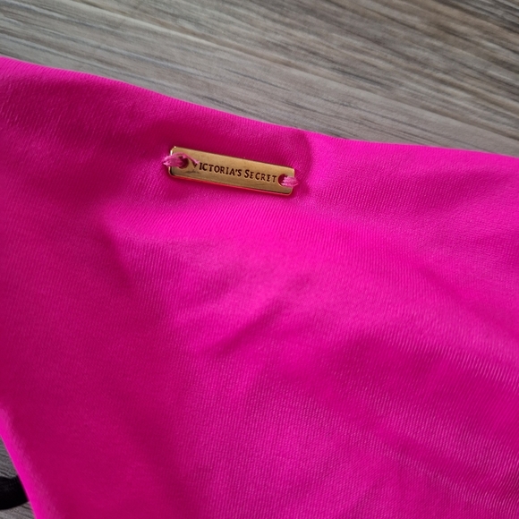 NEW Victoria's Secret string bikini color block small medium hot pink black - Picture 3 of 5